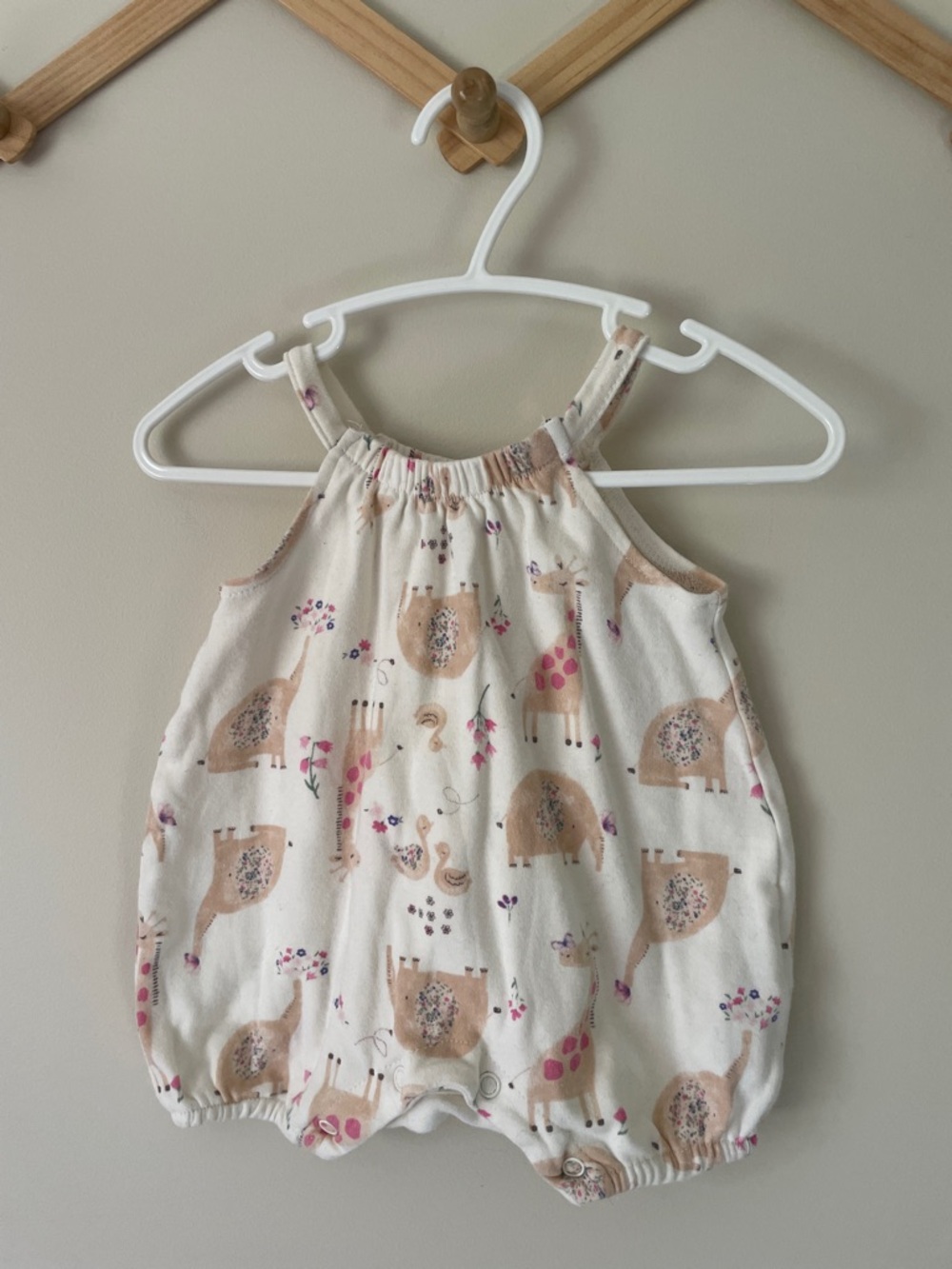 minoti Cream Floral Baby romper - Soft Floral animal Print size 0-3 months